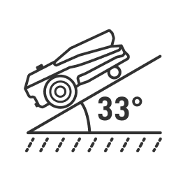 FV2000 robotic lawn mower capable of handling slopes up to 33° (65%).
