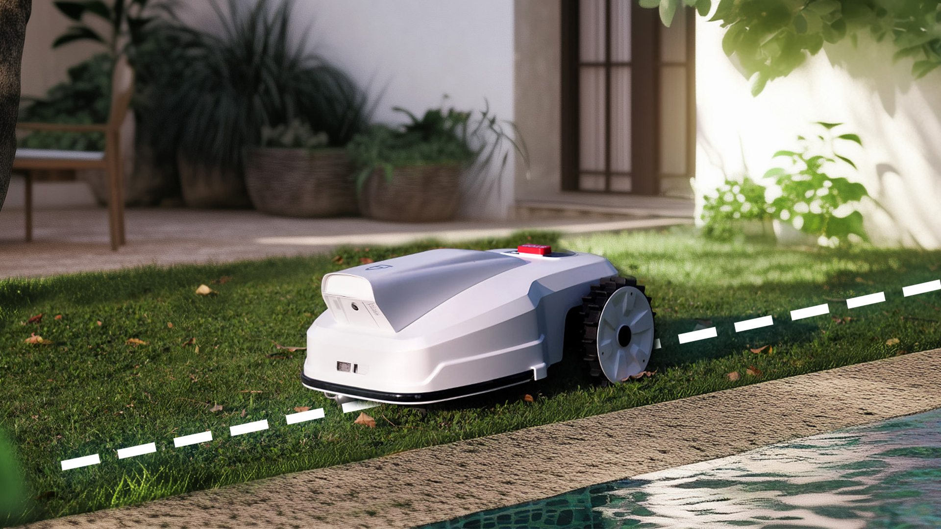 FV2000 robotic mower accurately recognizing grassland boundaries for precise edge-cutting.