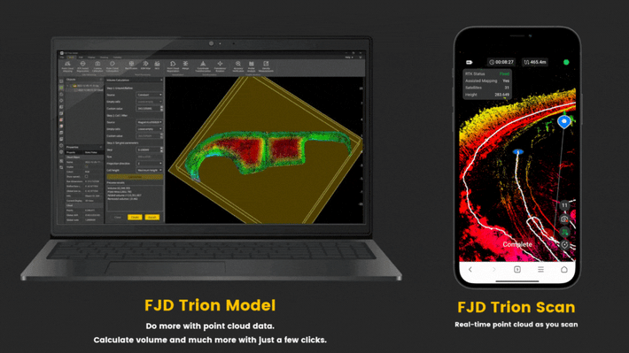 FJD Trion P1 3D Handheld LiDAR Scanner: Real-time 3D scan visualization.