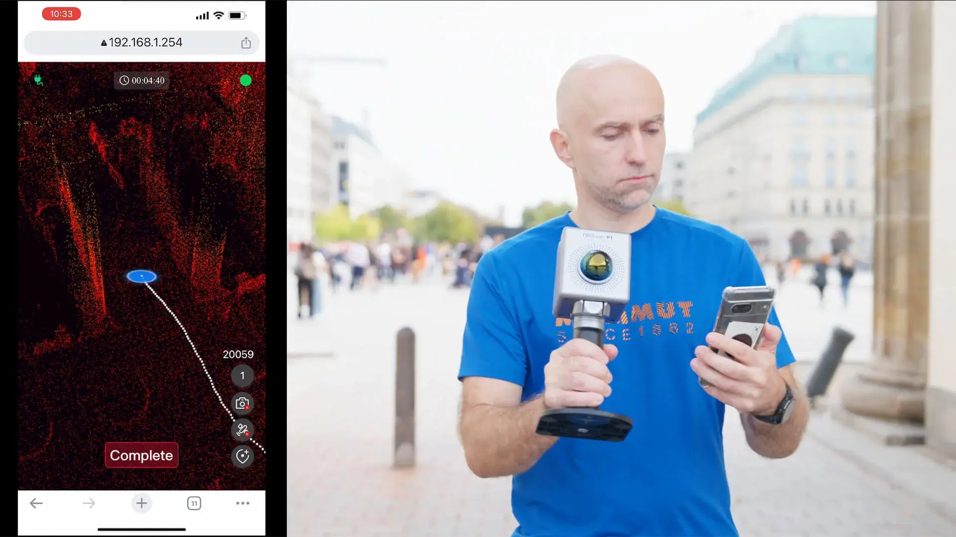 FJD Trion P1 3D Handheld LiDAR Scanner: Real-time 3D scanning with mobile feedback.