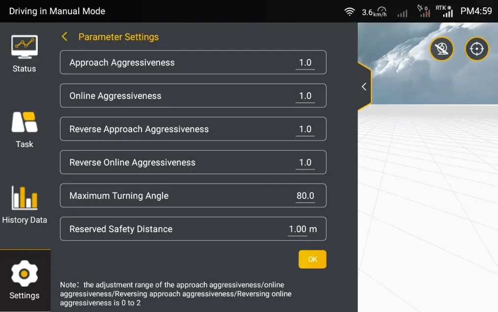 FJD Autosteering: Adjust settings for optimal U-turn path selection.