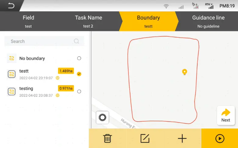FJD Autosteering: Import boundary or mark field edges for precise guidance.