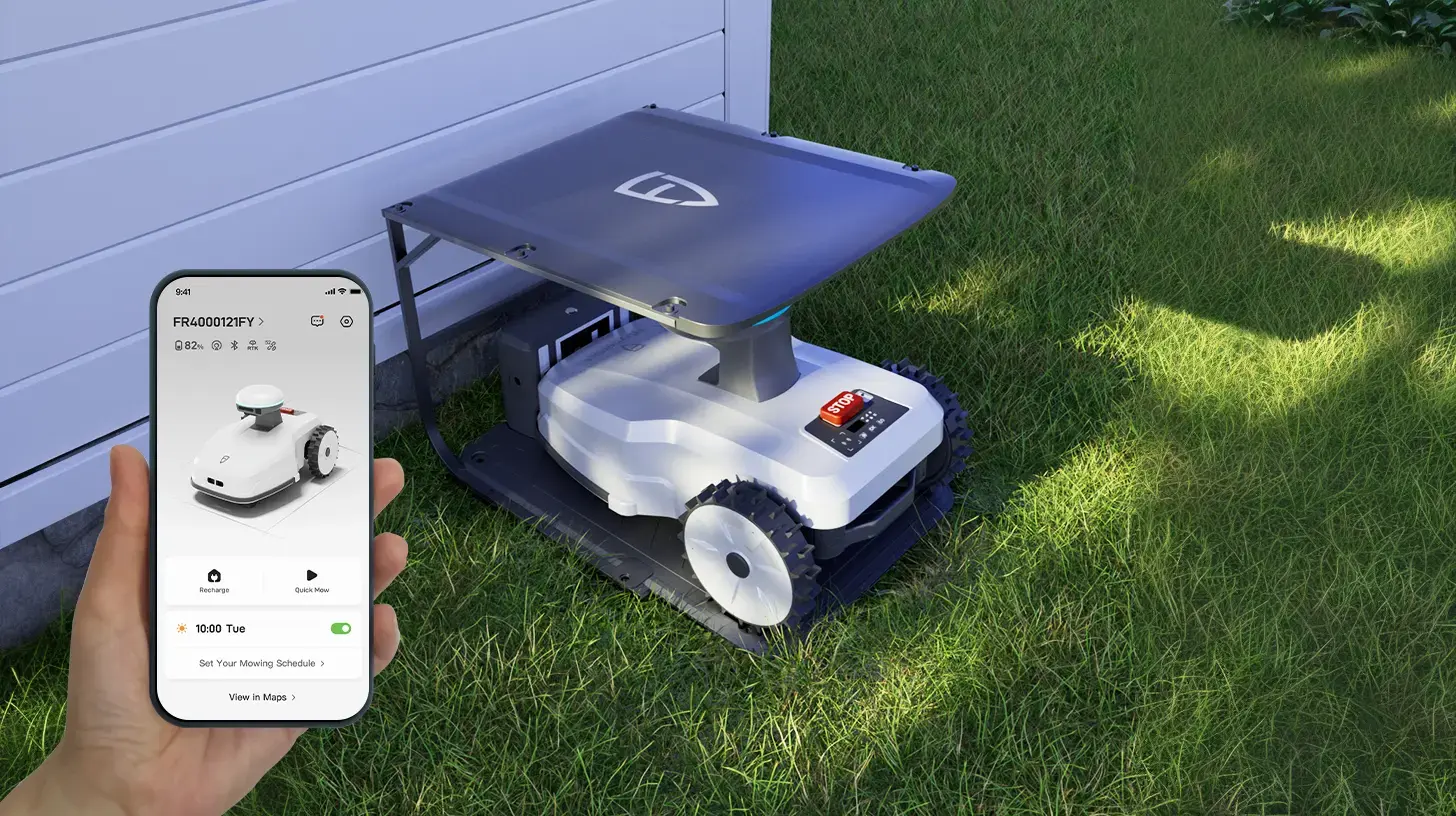 FR4000 robotic lawn mower charging station setup